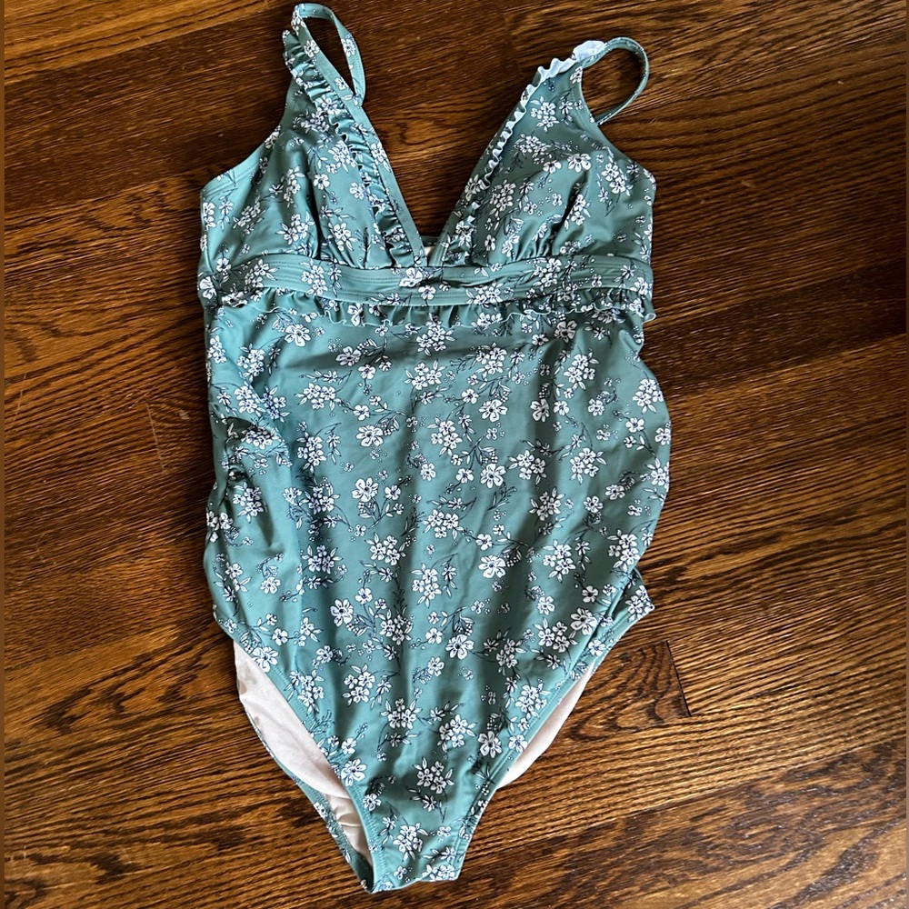 Isabel Maternity by Ingrid & Isabel Sage Green Floral One-Piece Swimsuit